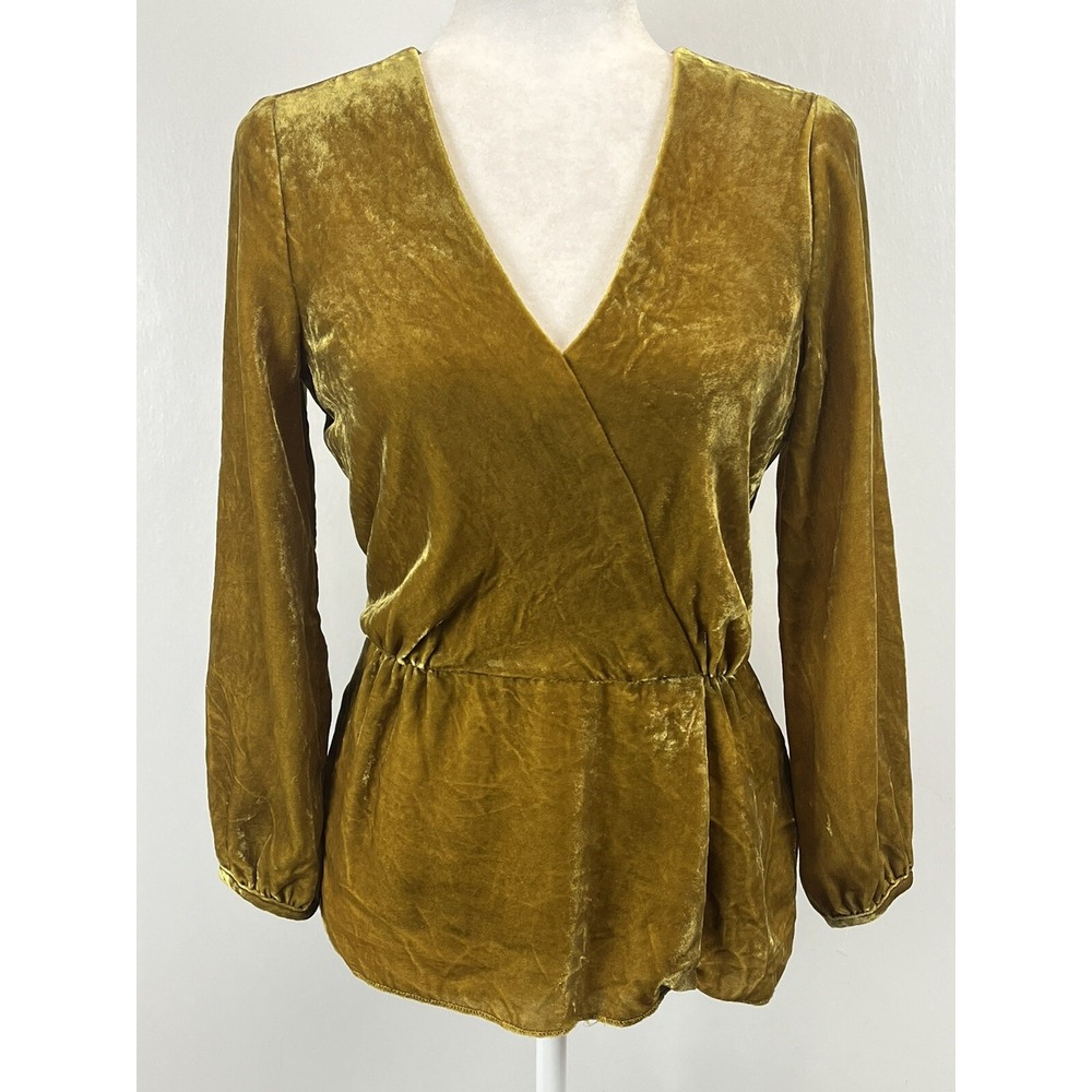 J. Crew Velvet Faux Wrap Top Shirt Sz 0 GUC Women's
